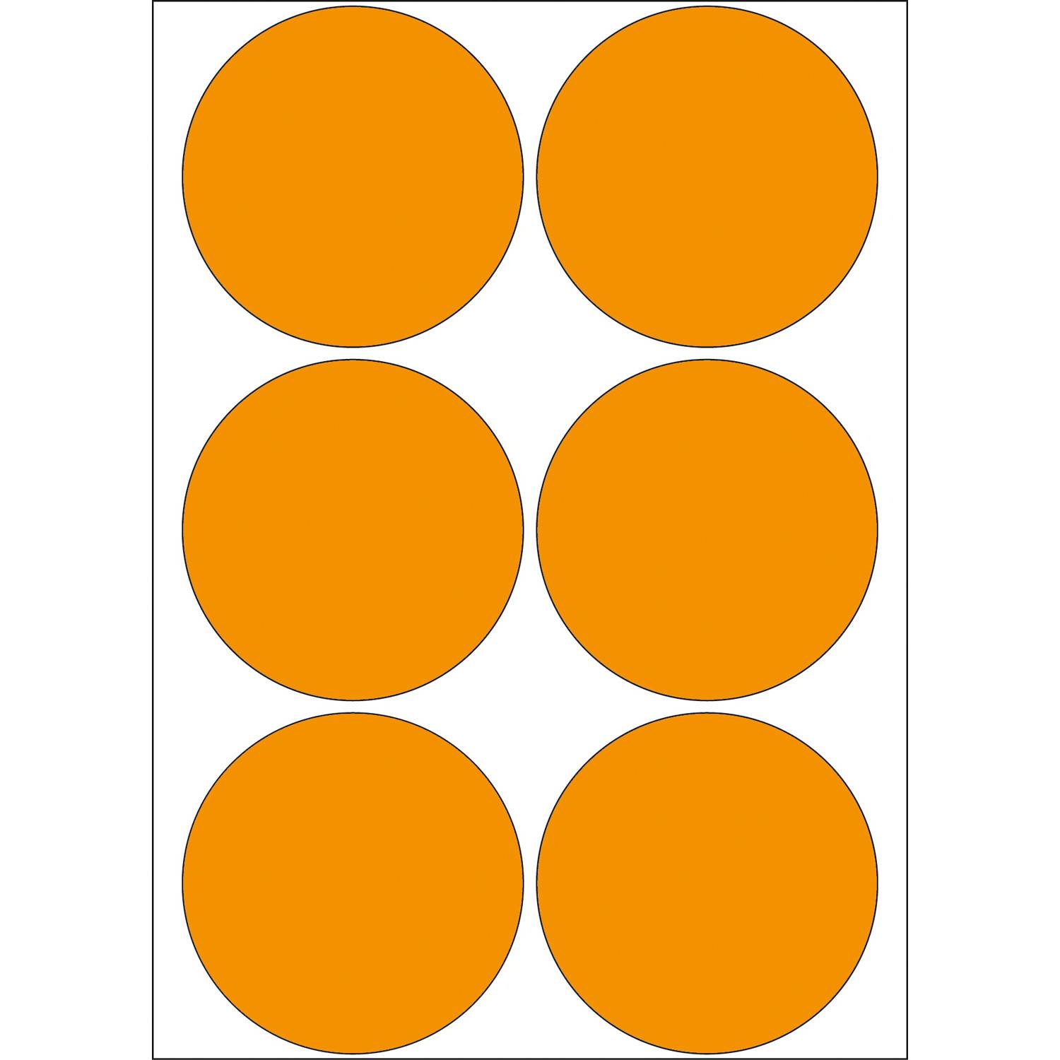 HERMA - Papier - permanenter Klebstoff - Luminous Orange - 50 mm rund 144 Rolle(n) (24 Bogen x 6)