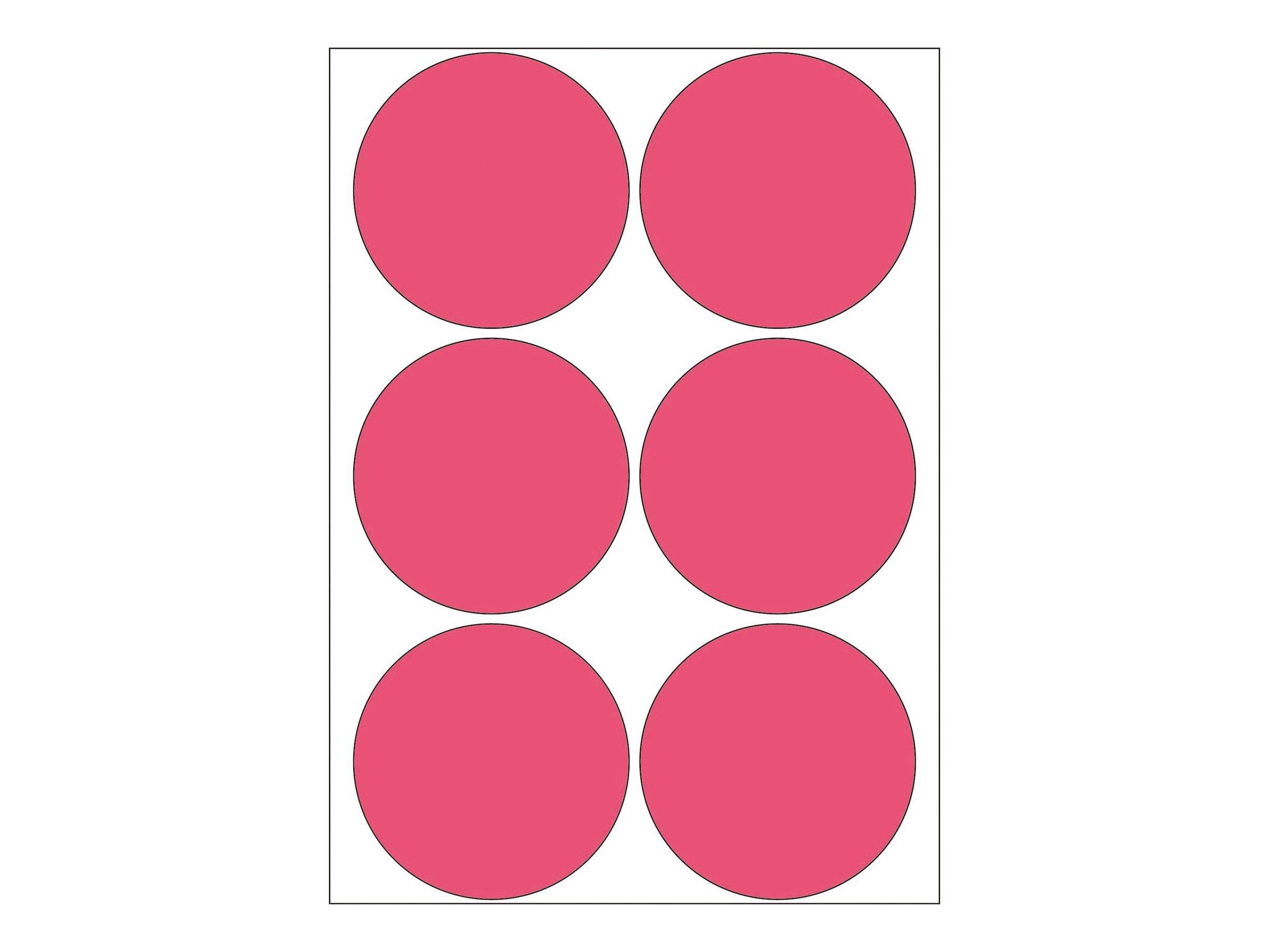 Sechs rosa Kreise, die in zwei Spalten und drei Reihen innerhalb eines rechteckigen Rahmens angeordnet sind.