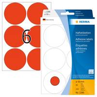 HERMA - Papier - permanenter Klebstoff - Luminous Red - 50 mm rund 144 Etikett(en) (24 Bogen x 6)