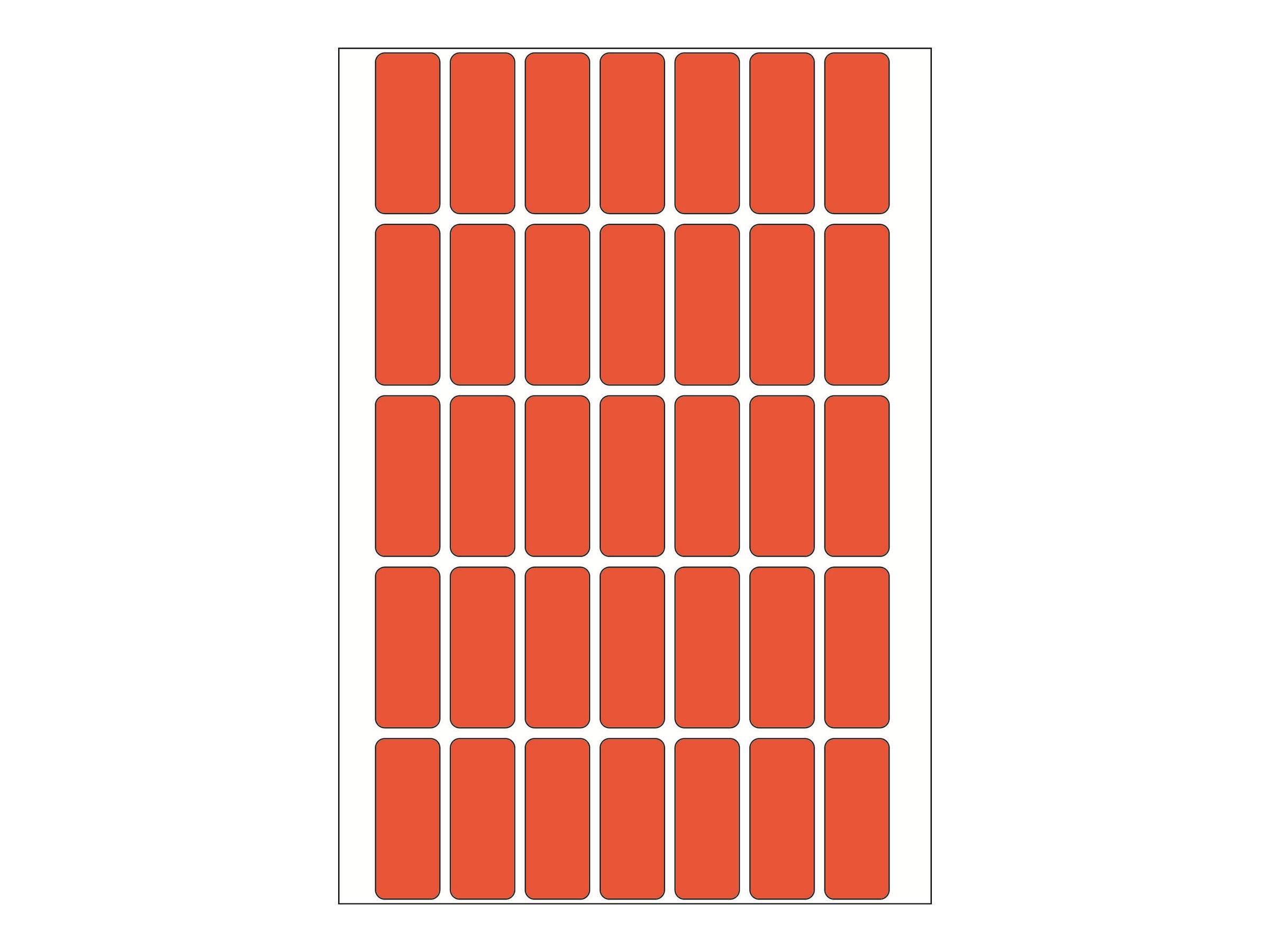 Gitter aus 40 orange-roten abgerundeten Rechtecken, angeordnet in 5 Reihen und 8 Spalten innerhalb eines eingegrenzten weißen Feldes.