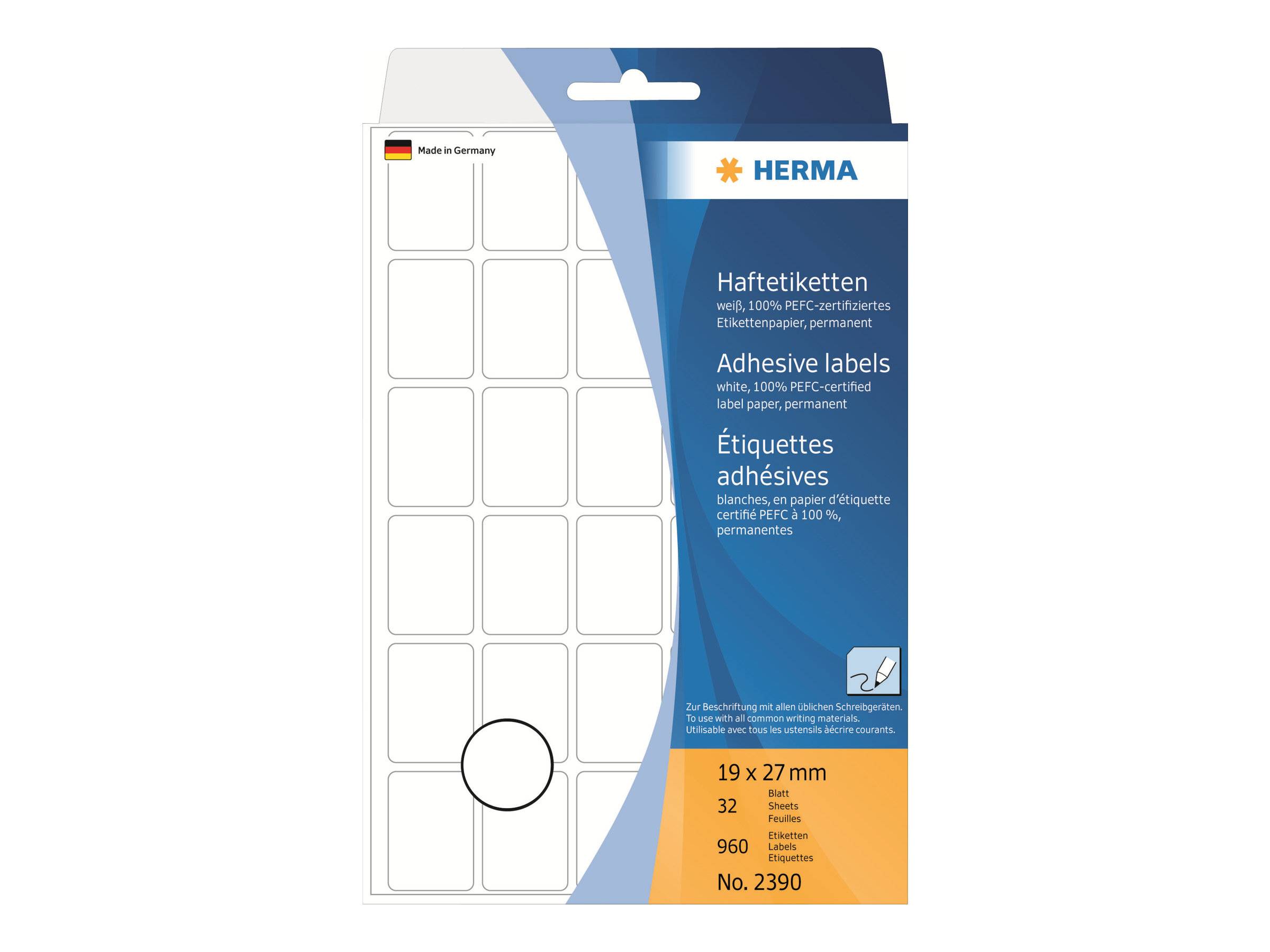 HERMA - Papier - selbstklebend - weiß - 19 x 27 mm 960 Etikett(en) (32 Bogen x 30)