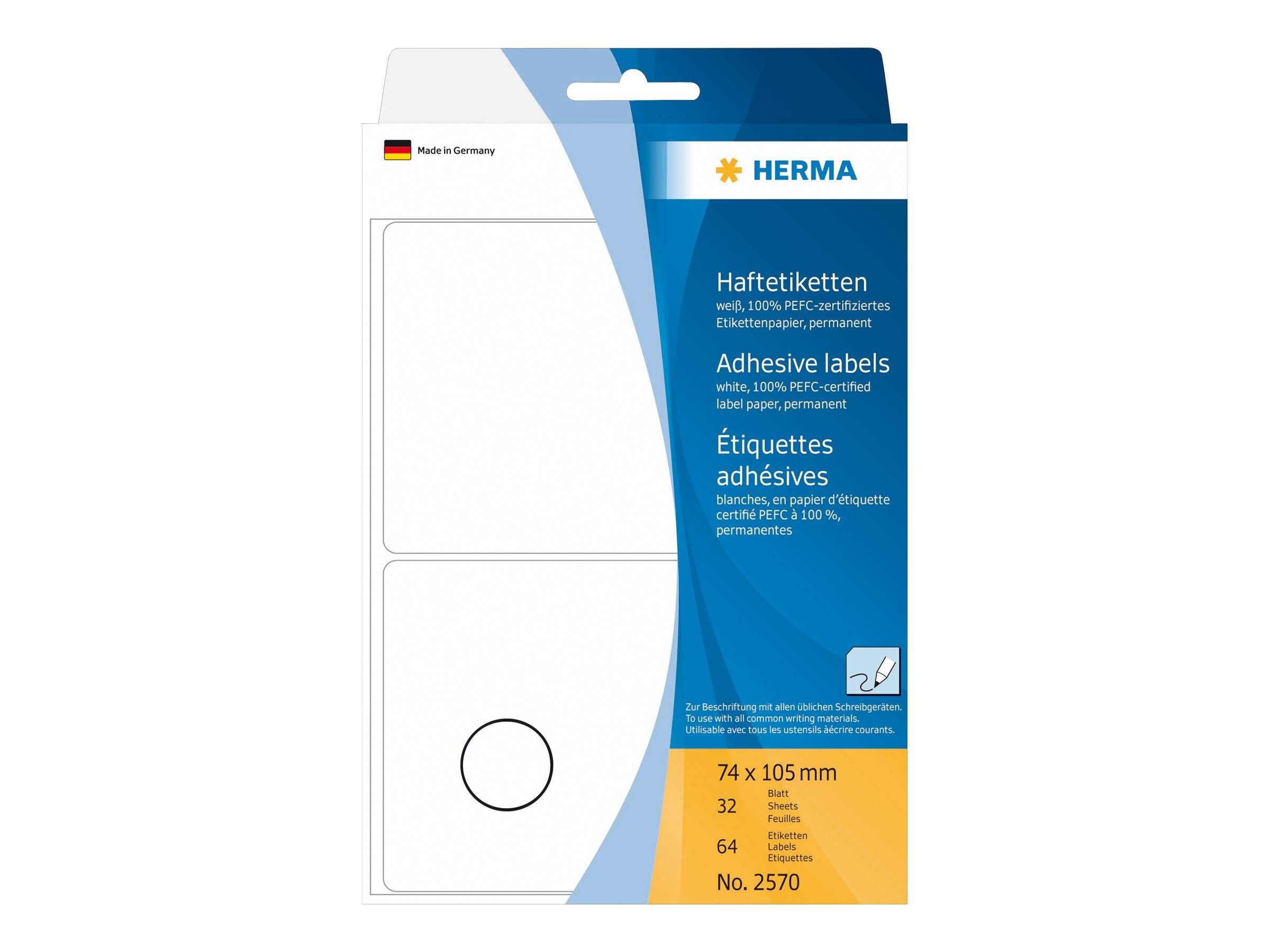 HERMA - Papier - matt - permanenter Klebstoff - weiß - A7 (74 x 105 mm)