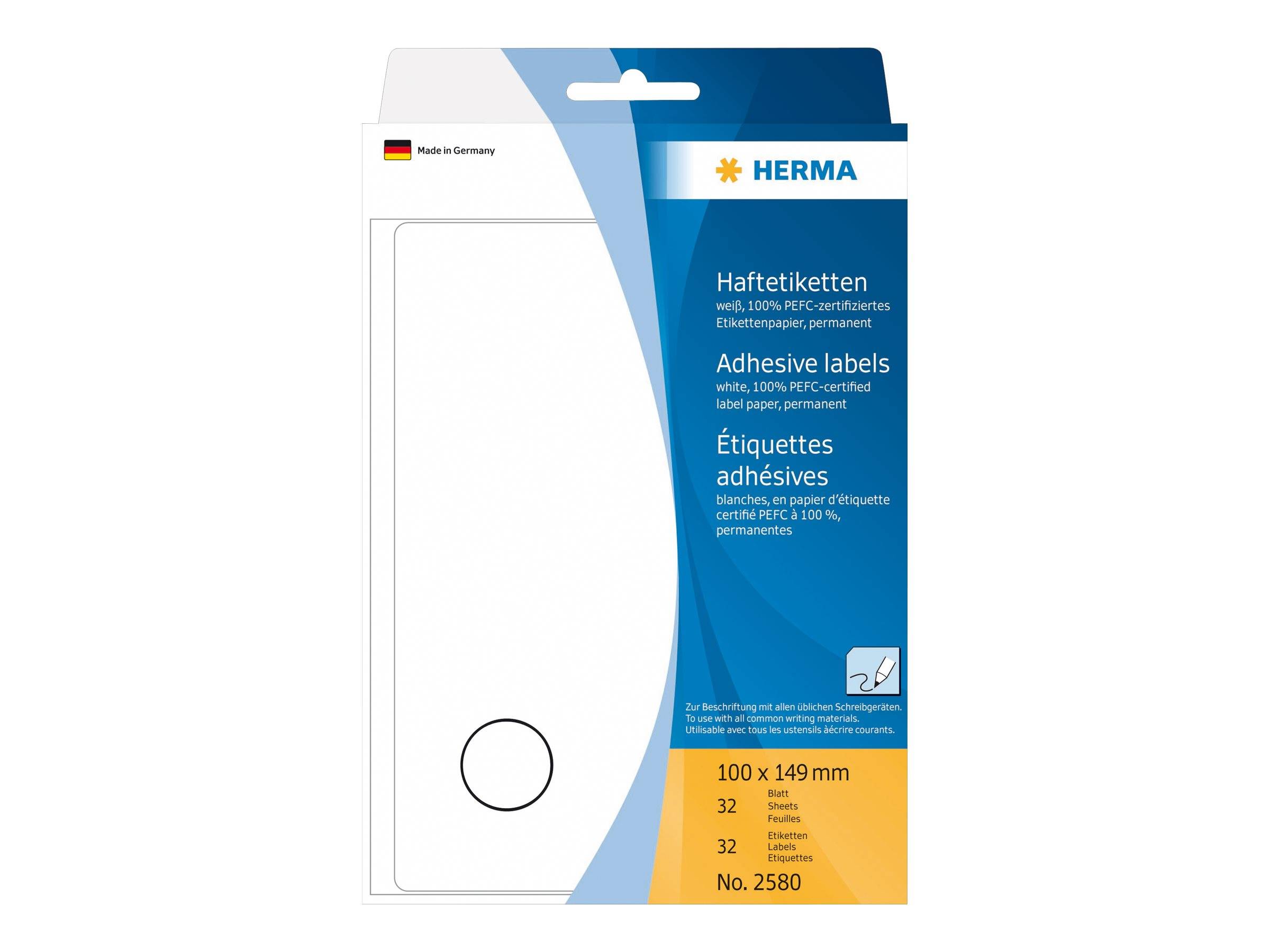 HERMA - Papier - permanenter Klebstoff - weiß - 100 x 149 mm 32 Etikett(en) (32 Bogen x 1)