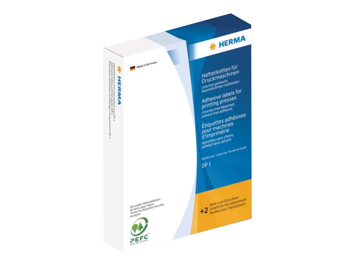HERMA Labels for printing presses DP1 - Selbstklebend - weiß - 52 x 100 mm - 75 g/m² - 1000 Stck. (336 Bogen x 3)