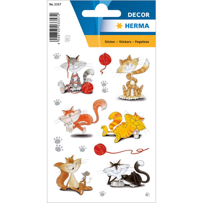 HERMA Sticker DECOR "lustige Katzen", beglimmert