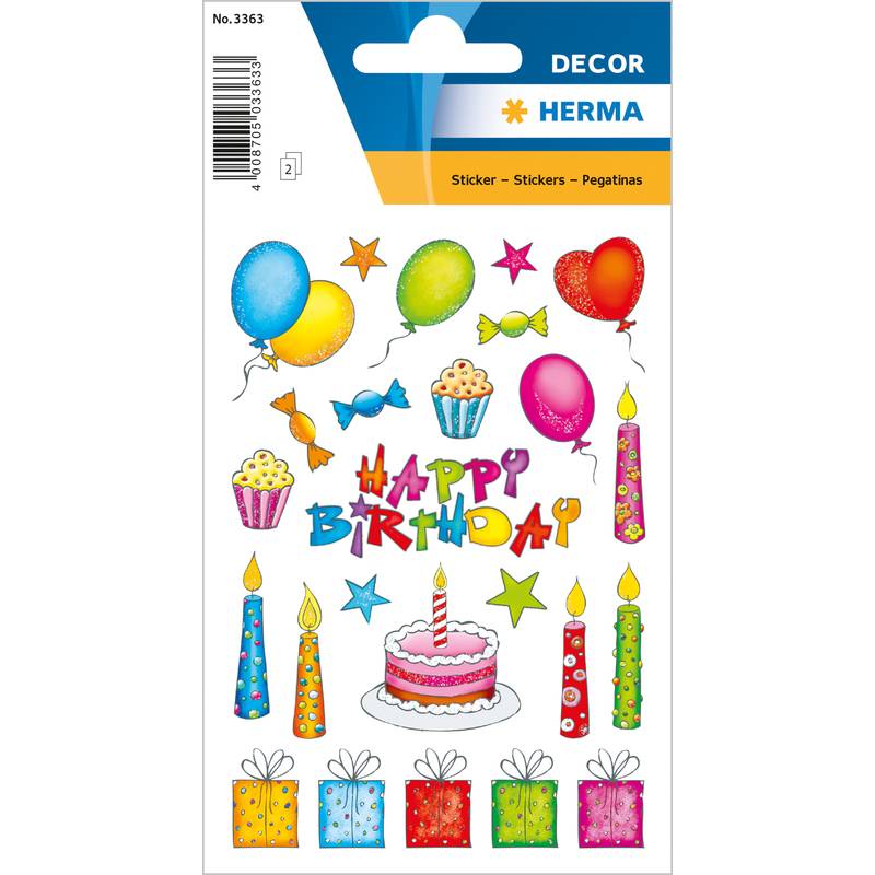 HERMA Geschenke-Sticker DECOR "Geburtstag", beglimmert