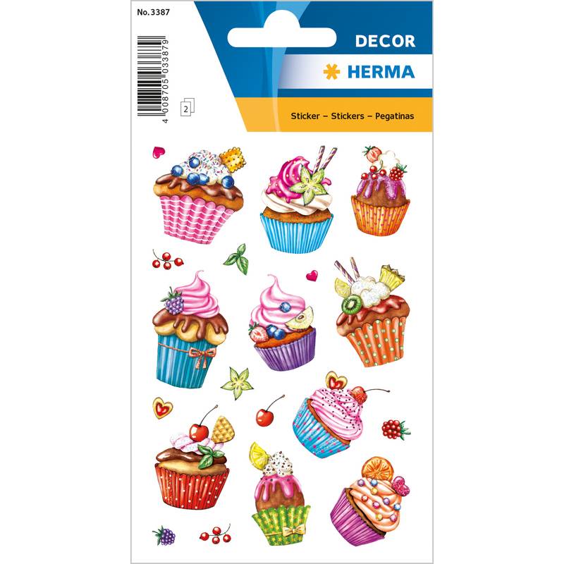 HERMA Sticker DECOR "Cupcakes", Folie beglimmert