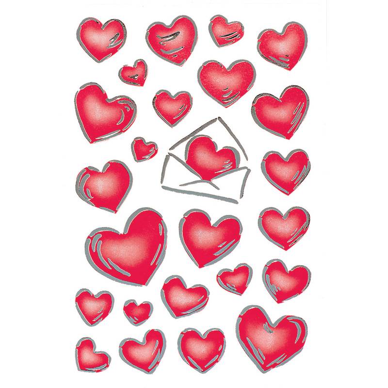 HERMA Sticker DECOR "Herzen & Briefe", Silberprägung
