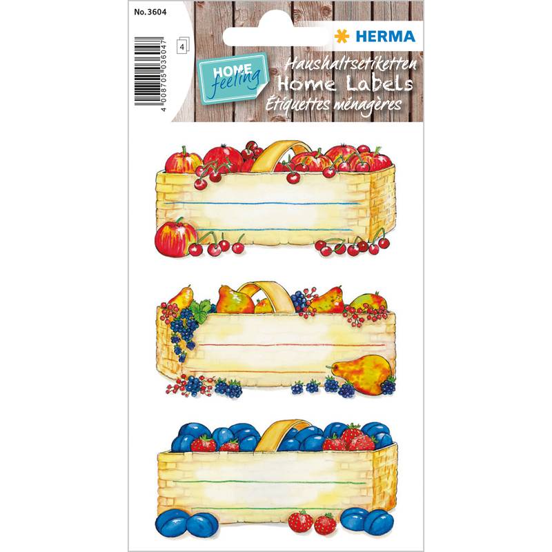 HERMA Haushalts-Etiketten Obstkörbe, 76 x 35 mm, bunt
