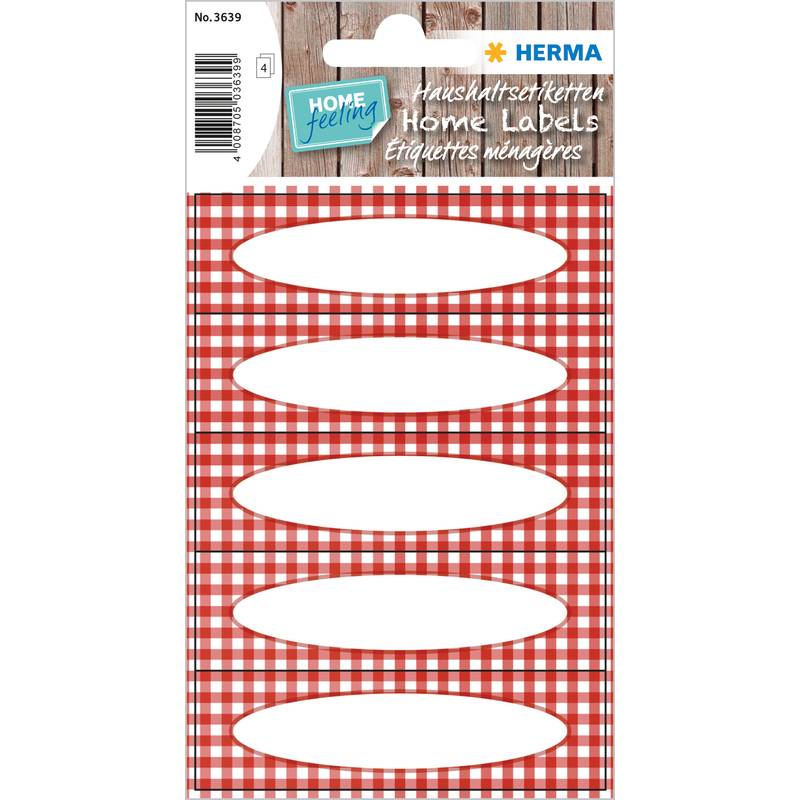 HERMA Haushalts-Etiketten Vichy-Karo, 76 x 23 mm, rot