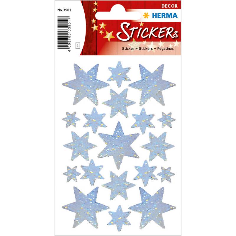 HERMA Weihnachts-Sticker DECOR "Sterne", silber, Holografie