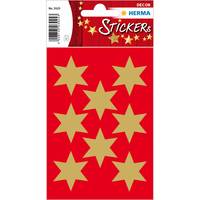 HERMA Sticker Sterne 6-zackig, gold Ø 33 mm 3 Blatt / 24 Sticker, Papier, Gold, Sternenmuster, Dauerhaft, Weihnachten, 2