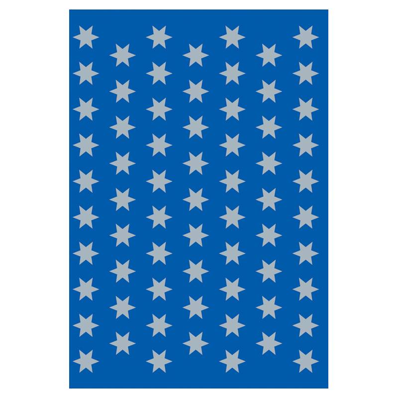 Muster aus weißen Sternen, gleichmäßig verteilt auf einem einfarbig blauen Hintergrund.