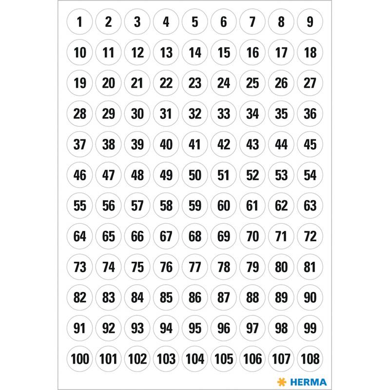 Nummeriertes Gitter mit 108 kreisförmigen Schaltflächen mit den Nummern 1 bis 108, angeordnet in Reihen wie ein Klassenzimmer oder eine Losungsnummernübersicht.