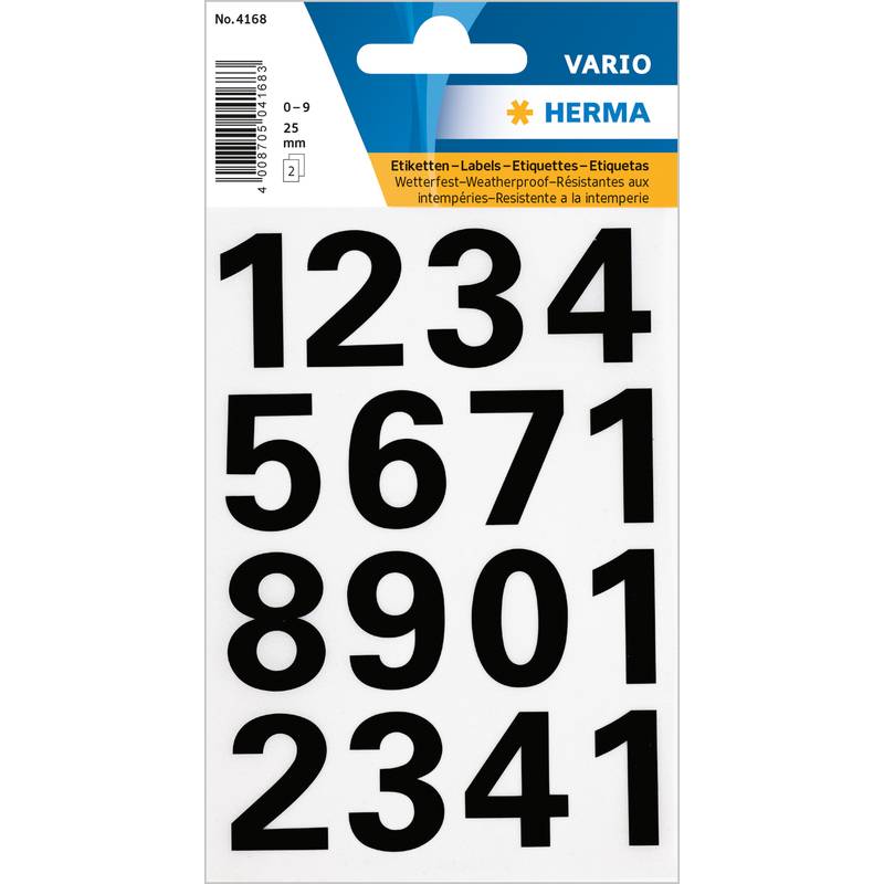 HERMA Zahlen-Sticker 0-9, Folie schwarz, Höhe: 25 mm