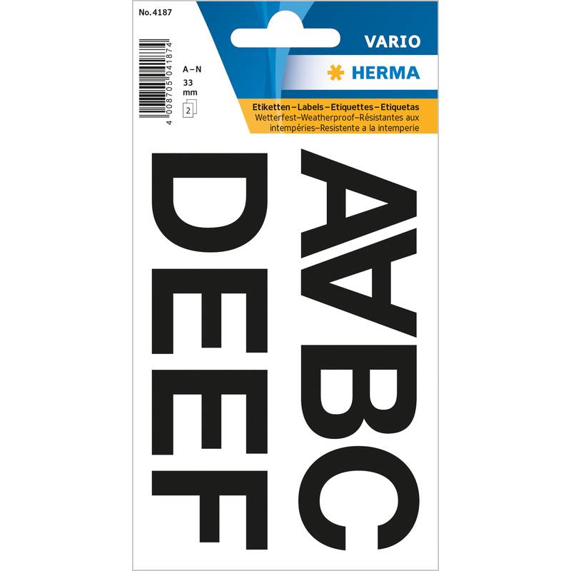 HERMA Buchstaben-Sticker A-N, Folie schwarz, 33 mm