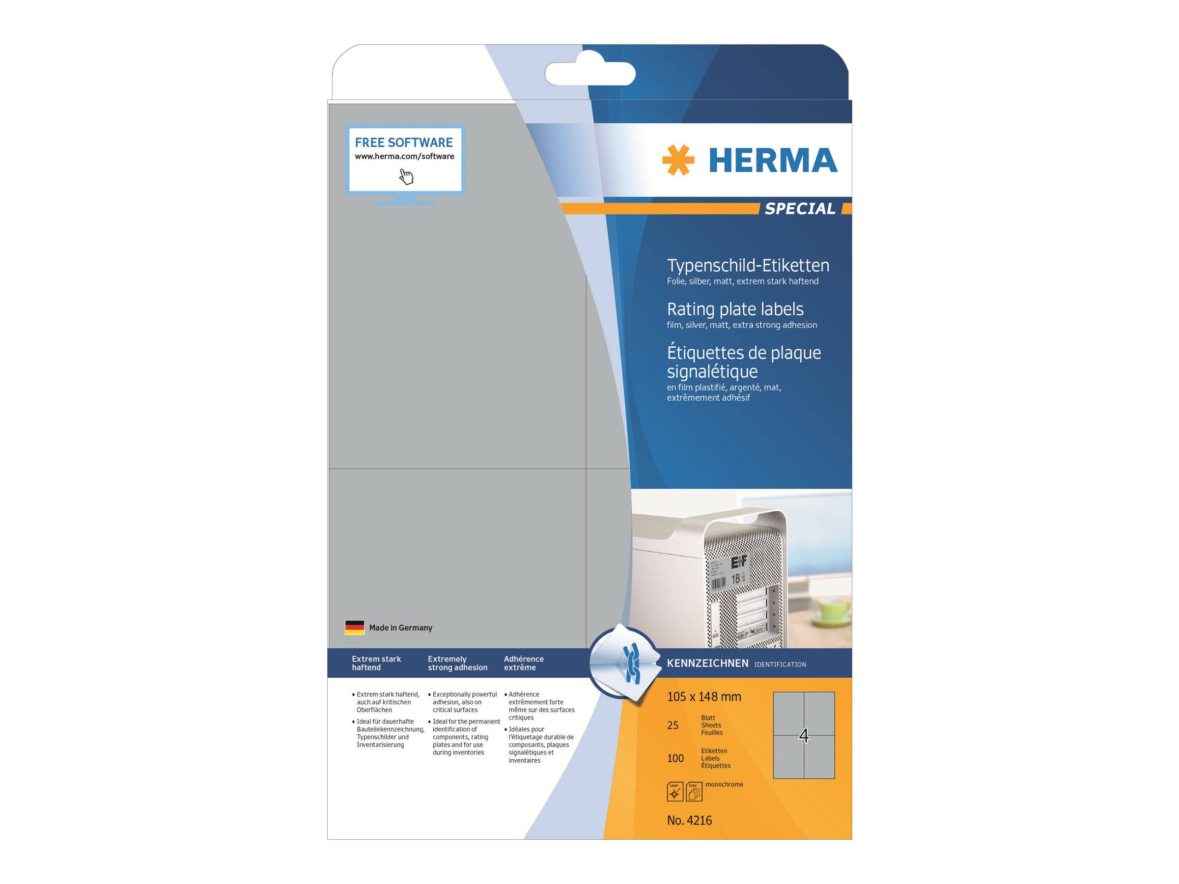 HERMA Special - Polyester - matt - selbstklebend - Silber - A6 (105 x 148 mm)