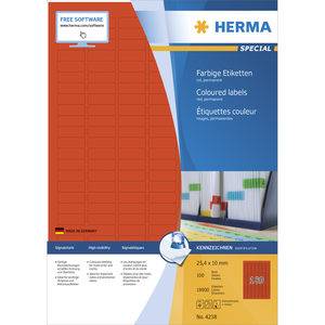 HERMA 4238, Rot, Abgerundetes Rechteck, Matte, 25,4 mm, 10 mm, 18900 Stück(e)