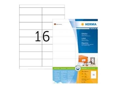HERMA Premium - Papier - matt - permanent selbstklebend - weiß - 105 x 33.8 mm 1600 Etikett(en) (100 Bogen x 16)