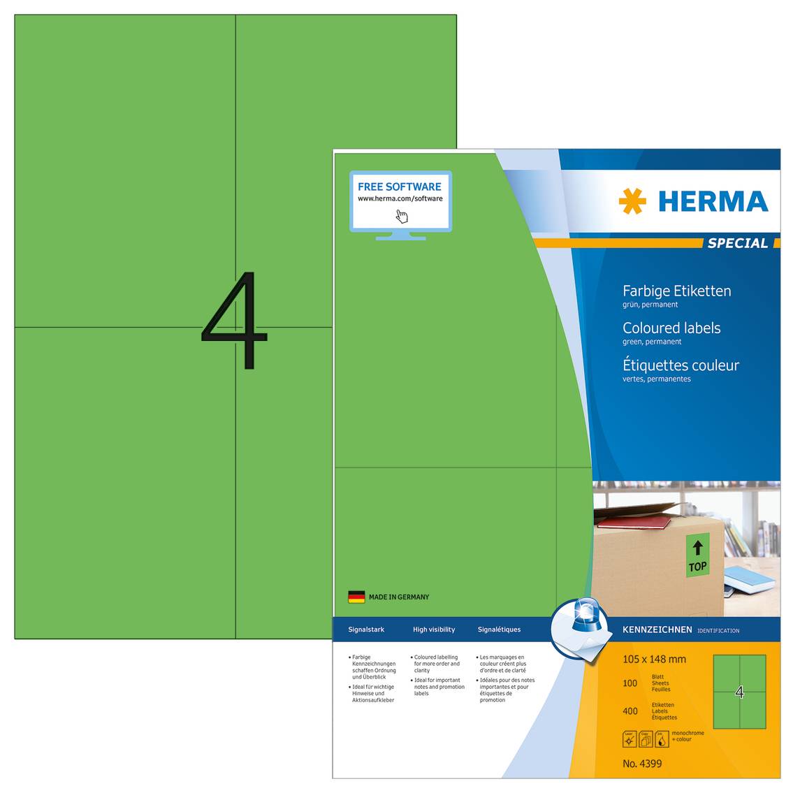 HERMA Special - Papier - matt - permanent selbstklebend - grün - A6 (105 x 148 mm)