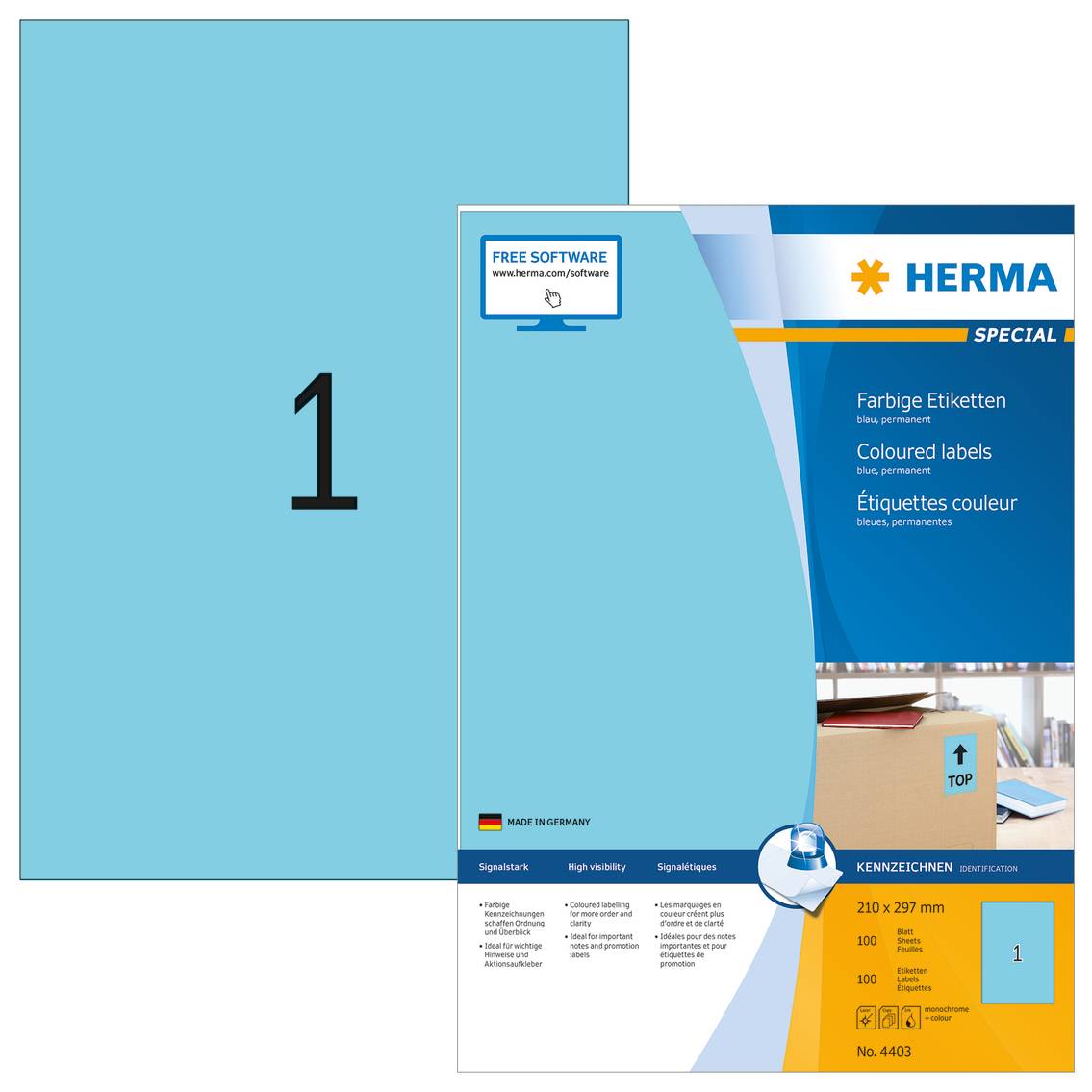 HERMA Special - Papier - matt - permanent selbstklebend - Blau - A4 (210 x 297 mm)