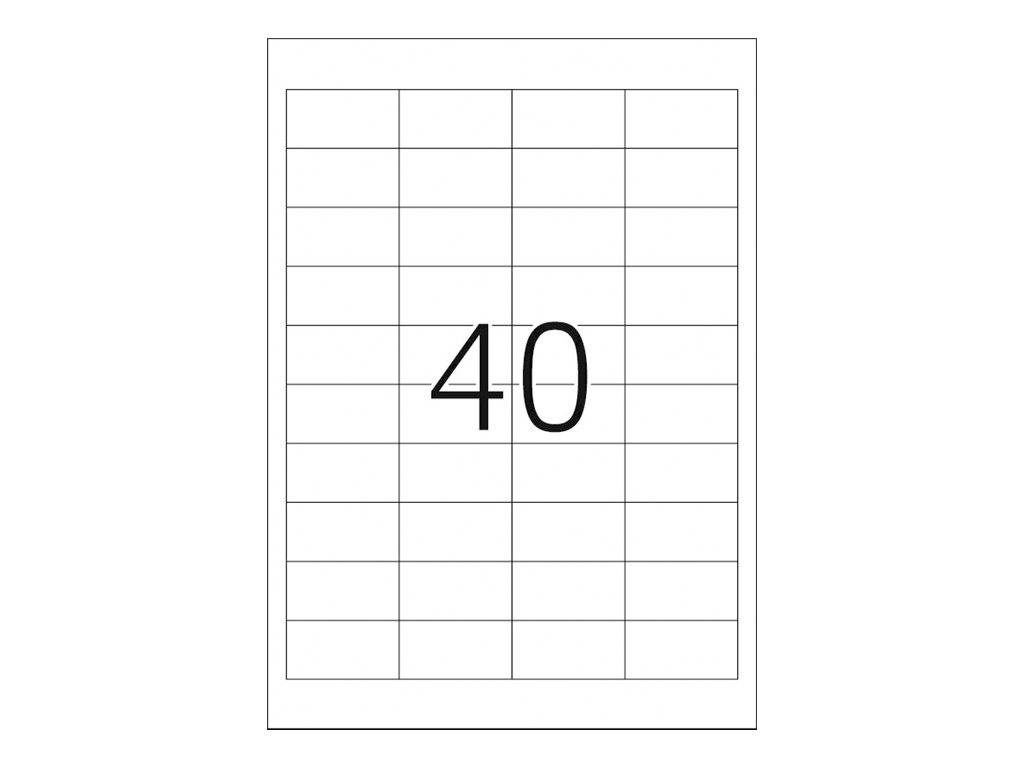 Ein leeres druckbares Etikettenblatt mit einer großen zentrierten „40