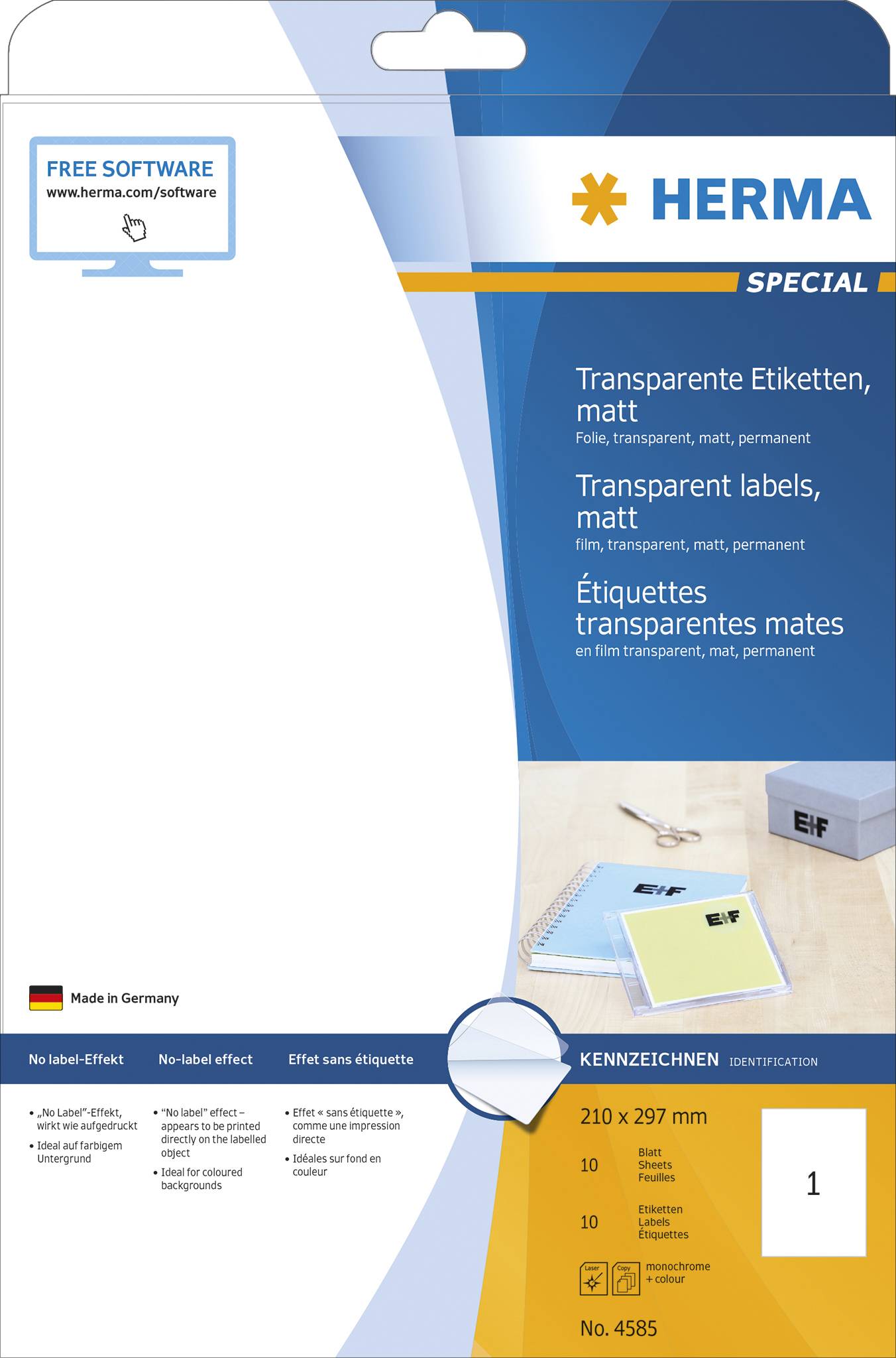 HERMA A4, Transparent, Rechteck, Dauerhaft, A4, Universal, Polyester