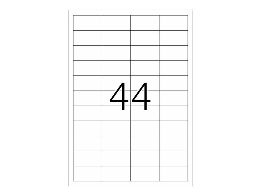 Druckbares Etikettenblatt mit einer zentrierten großen Nummer „44