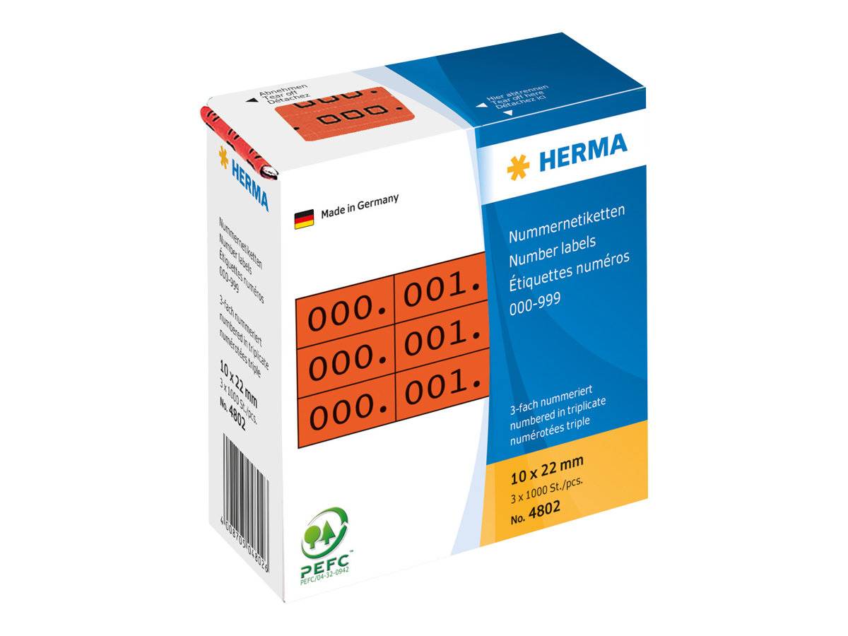 HERMA - Schwarz, Rot - 10 x 22 mm 3000 Etikett(en) (1000 Bogen x 3)