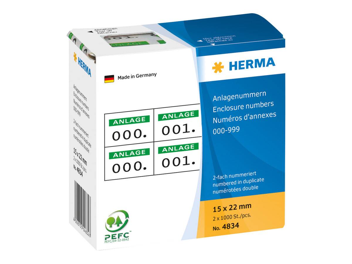 HERMA - Weiß, grün - 15 x 22 mm 2000 Etikett(en) (1000 Bogen x 2)