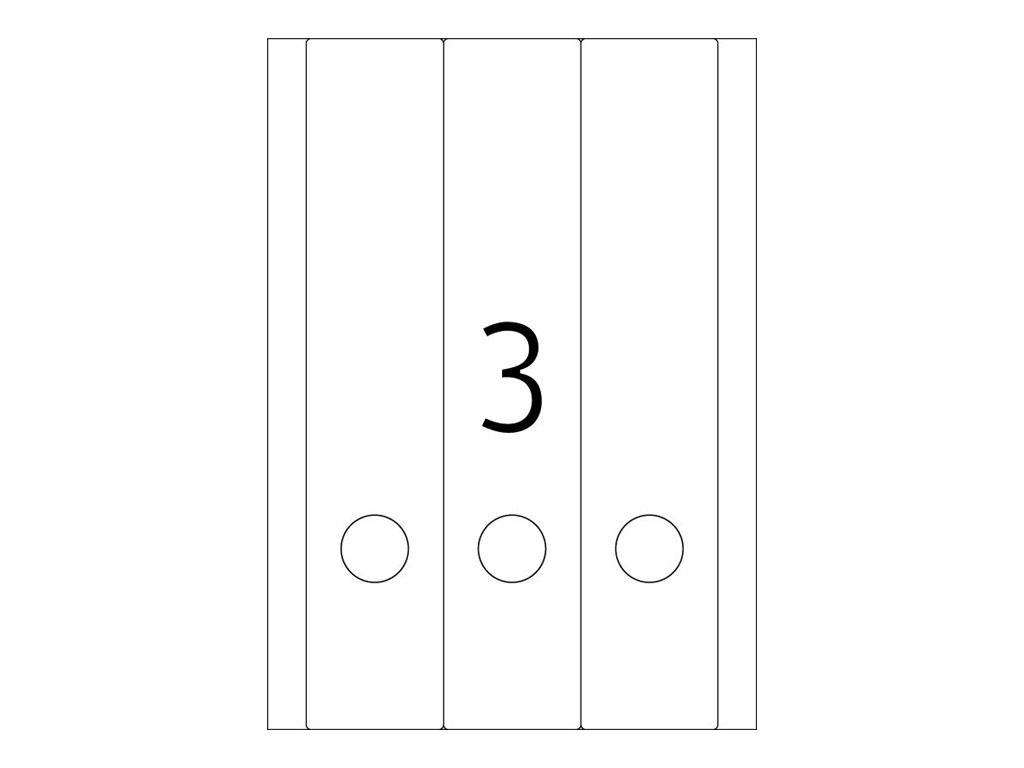 Ein einfaches vertikales Paneeldiagramm, das in drei Abschnitte unterteilt ist, mit der Zahl 3 in der Mitte zentriert und drei kleinen Kreisen, die in der Nähe des Bodens ausgerichtet sind.