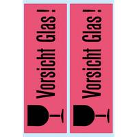 HERMA - Versandetikett - Vorsicht Glas! - 3.9 cm x 11.8 cm - Schwarz auf fluoreszierendem Rot (Packung mit 10)