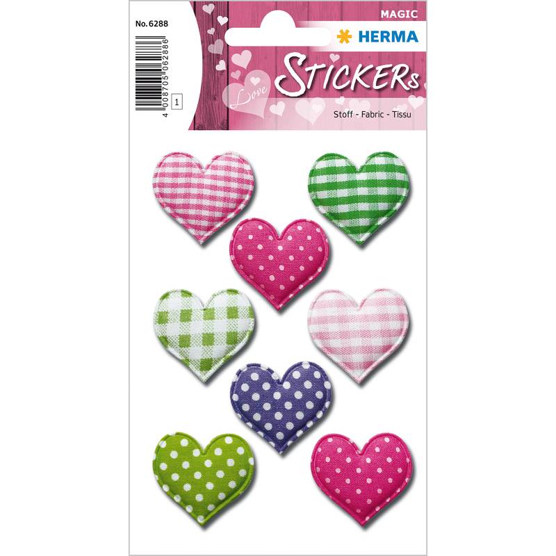 HERMA Sticker MAGIC "Herzen", Stoff