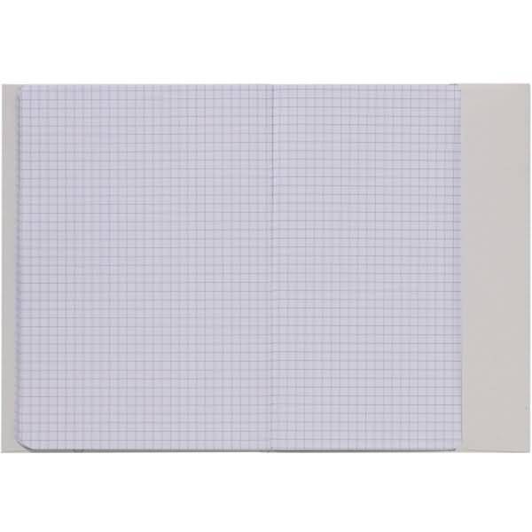 Leeres Blatt Millimeterpapier mit einem hellgrauen Gitter und breitem weißem Rand auf der rechten Seite.