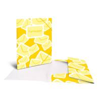 HERMA 7129, Postmappe, gelb, A4, PP bedruckt, mit 3 Einschlagklappen, Gummizug