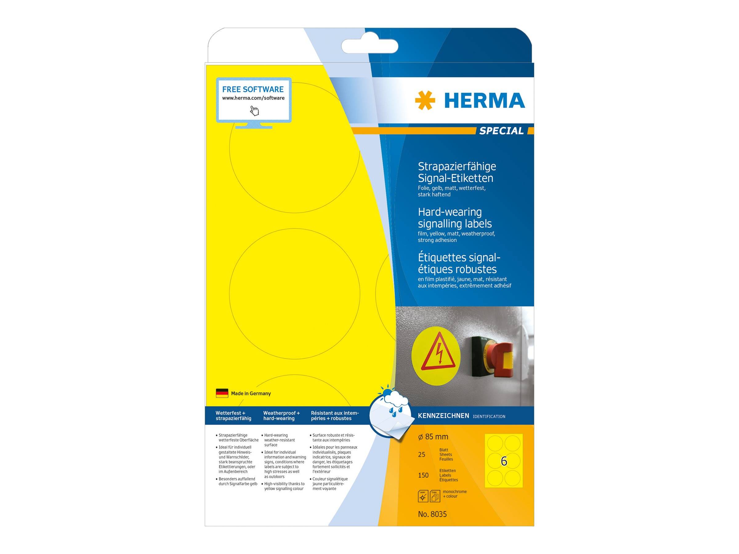 HERMA Special - Matt - selbstklebend - Gelb - 85 x 85 mm 150 Etikett(en) (25 Bogen x 6)