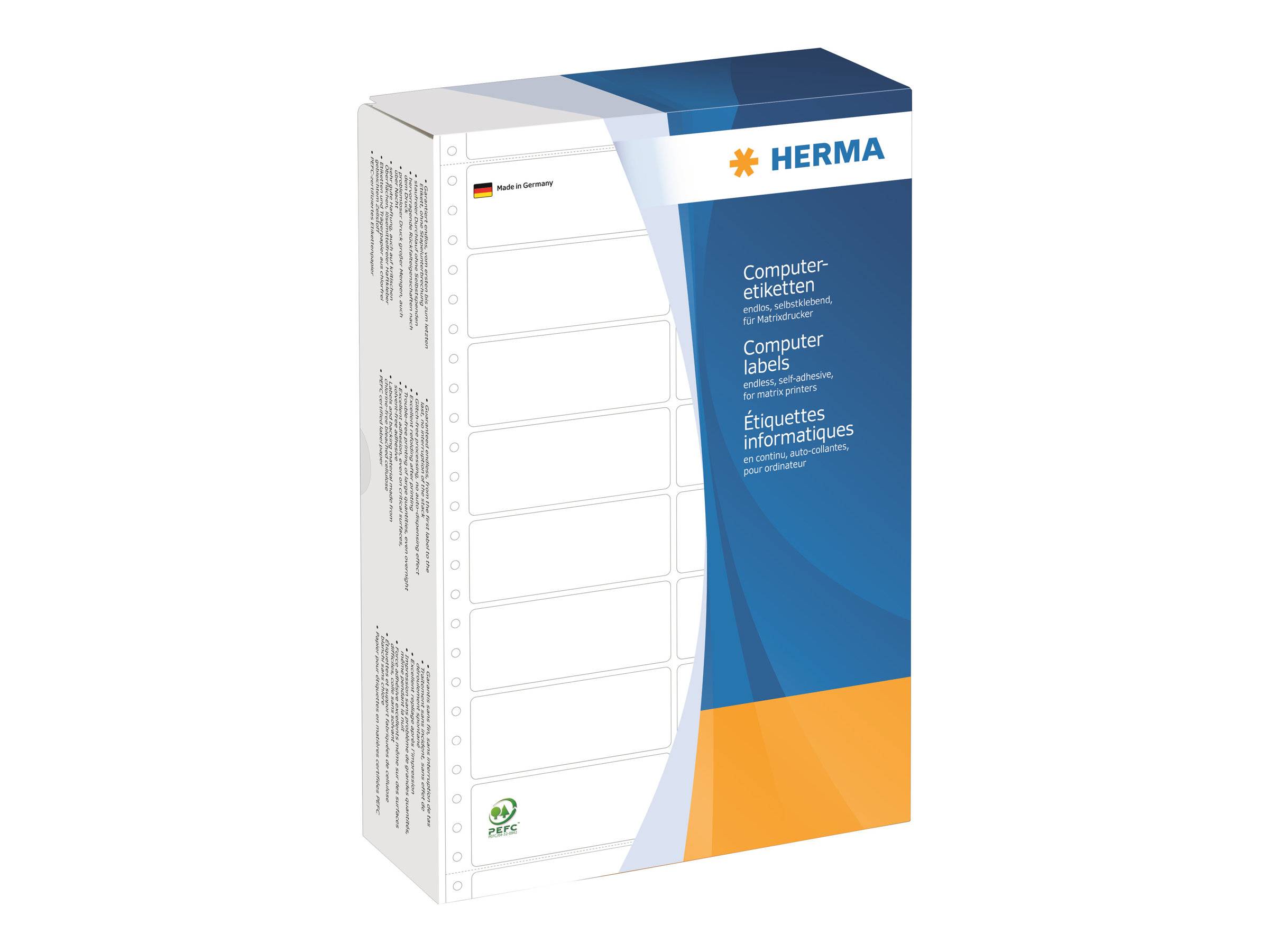 HERMA Computer labels - Papier - matt - permanent selbstklebend - perforiert - weiß - 88.9 x 48.4 mm 6000 Etikett(en) (2 Bogen x 3000)