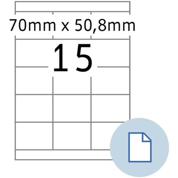 Etiketten A4 Papier weiß 70x50,80mm 500 Blatt/7500 Etiketten