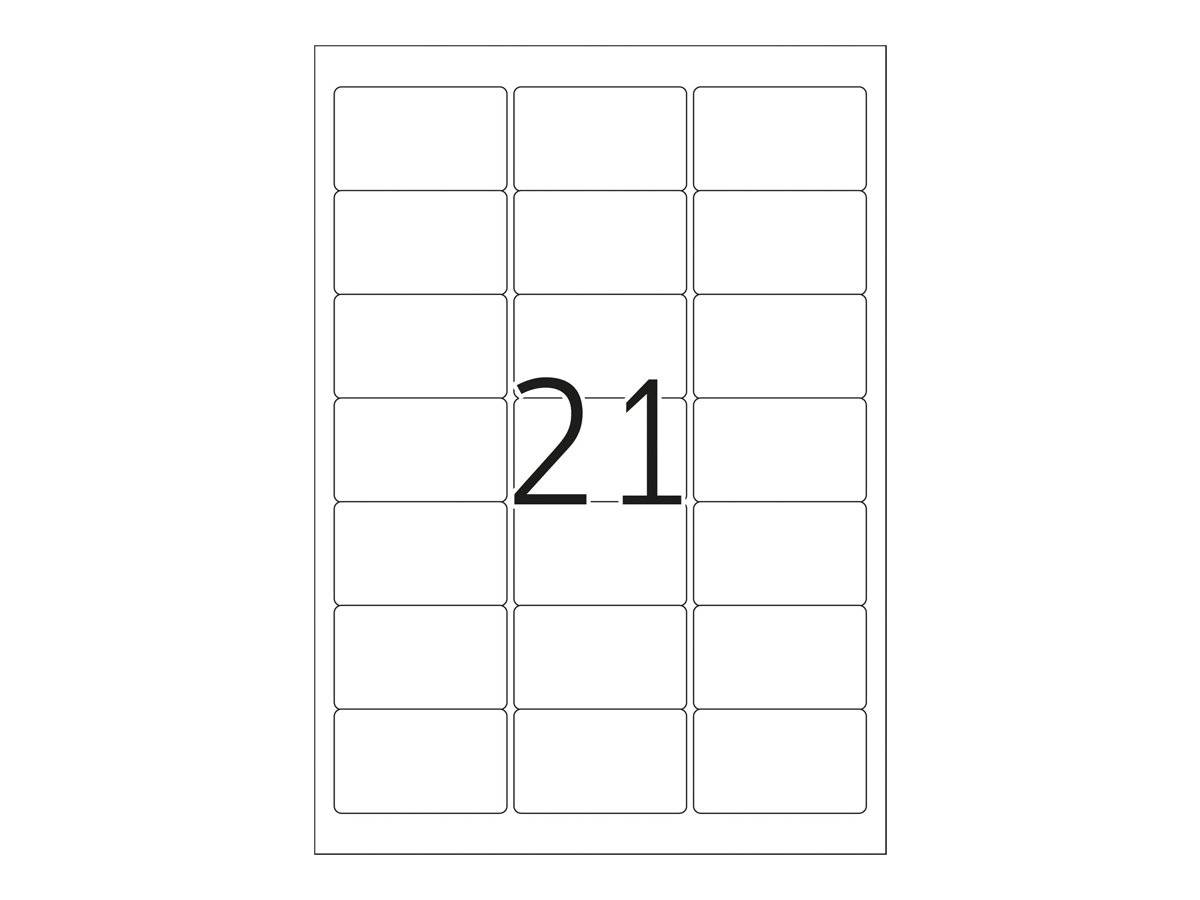 Ein beschriftetes Seitenlayout-Template mit einem 3-Spalten-Raster aus abgerundeten Rechtecken und der Nummer „21