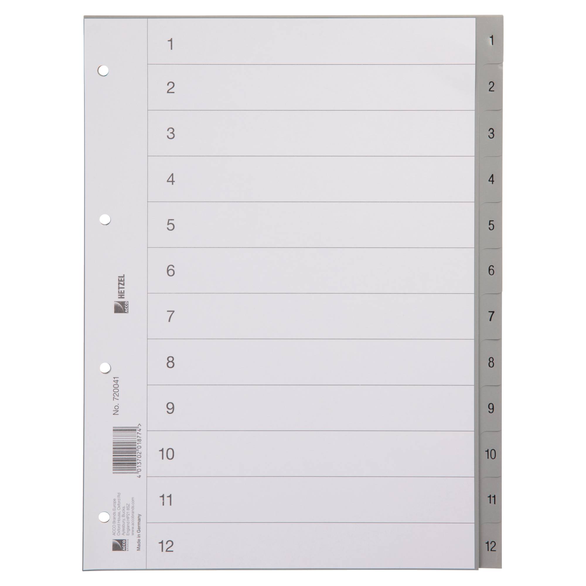 Plastikregister 1-12