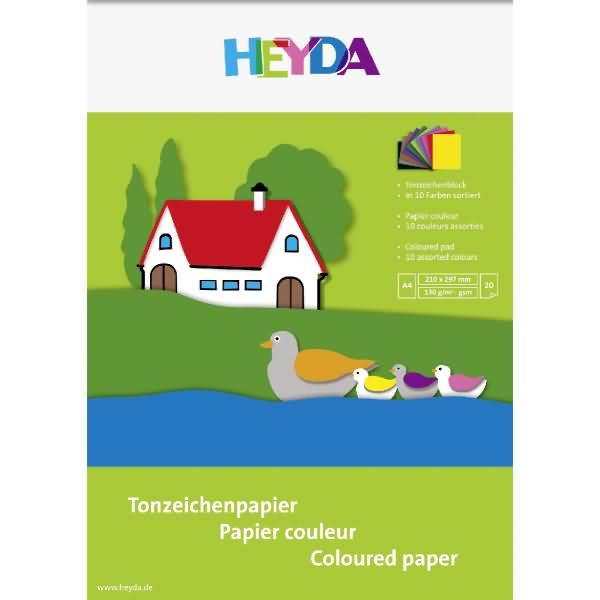 Tonzeichenblock A4 130g/qm 20 Blatt sortiert