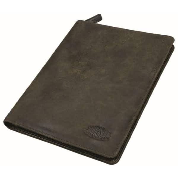 Schreibmappe A4 mit Karo-Futter Leder braun