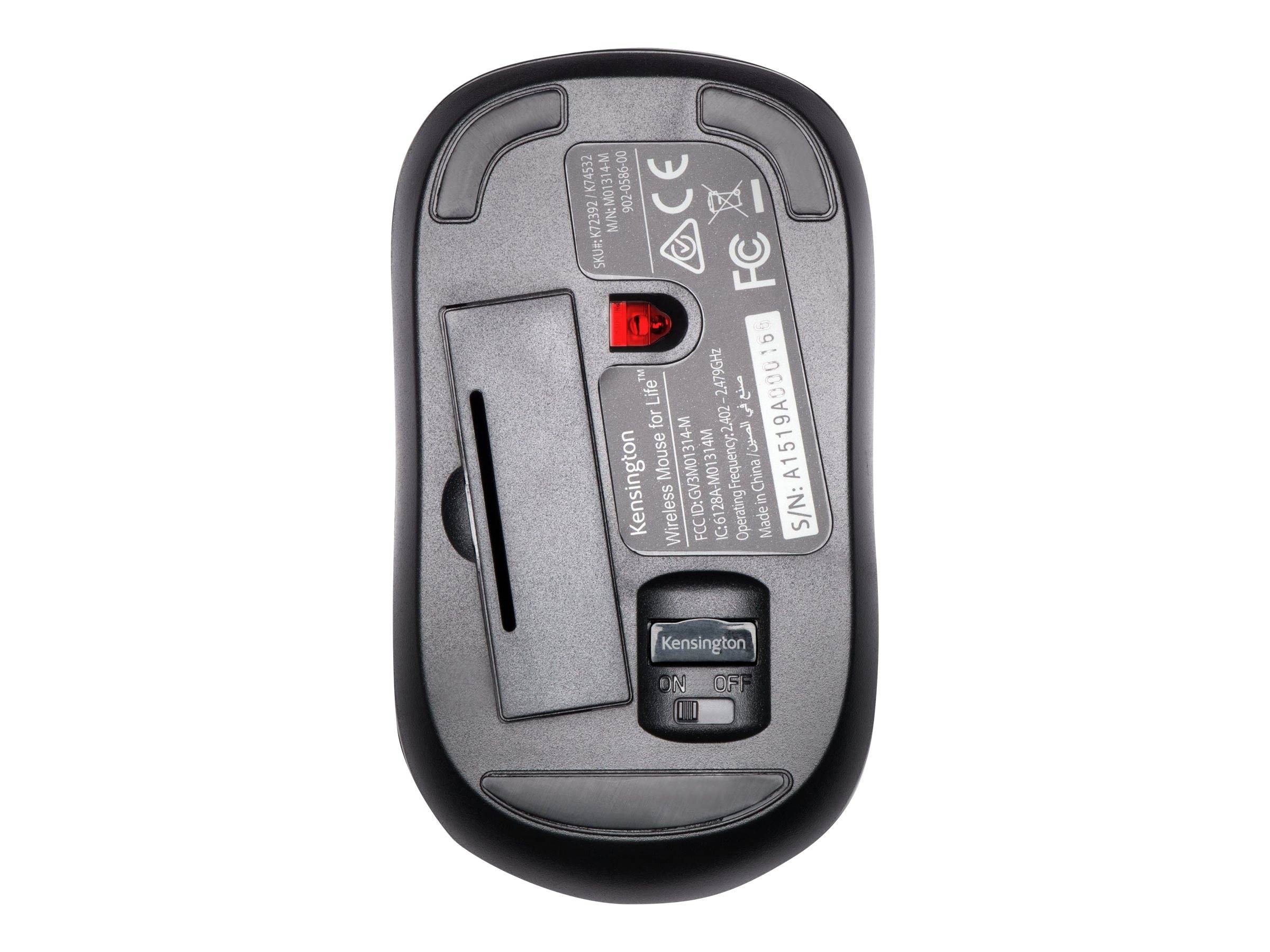 Kensington Wireless ValuMouse - Maus - rechts- und linkshändig - optisch - 3 Tasten - kabellos - 2.4 GHz - kabelloser Em