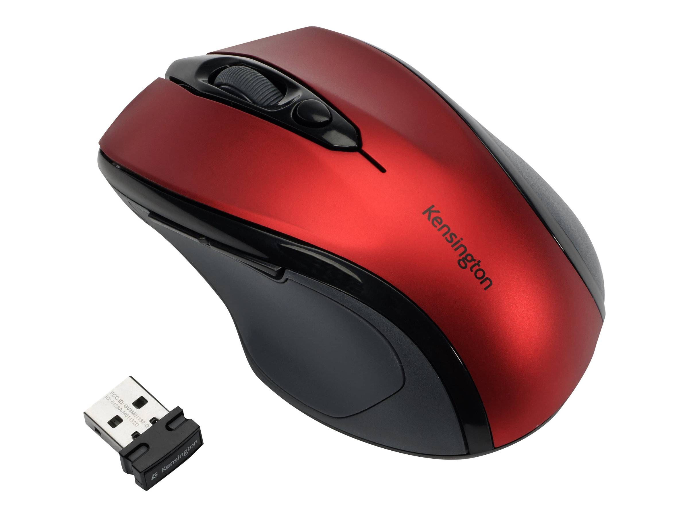 Rote kabellose Computermaus mit USB-Empfänger-Dongle