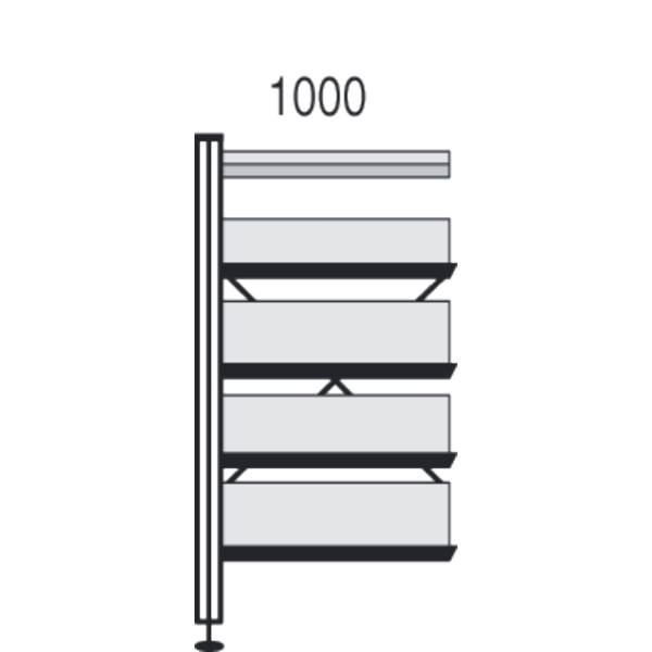 Bibliotheks-Regal libra Regalfeld 1 Fach-/4 Böden 100x30x193cm schwarz/lichtgrau