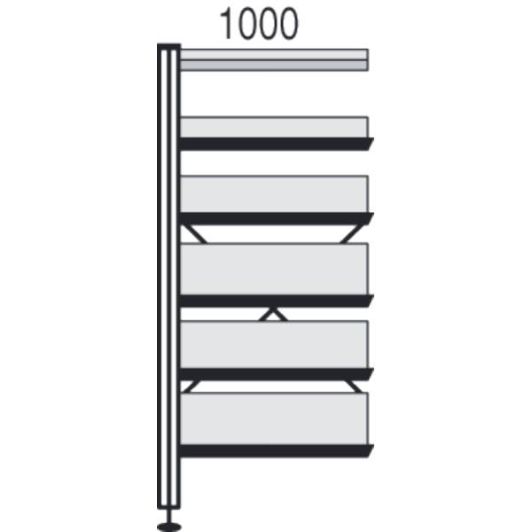 Bibliotheks-Regal libra Regalfeld 1 Fach-/4 Böden 100x30x230cm schwarz/lichtgrau