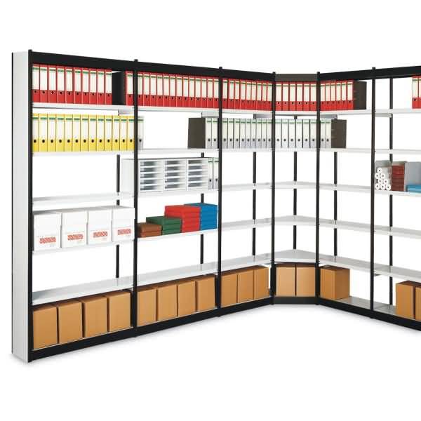 Büroregal Progress 2000 Endseite TxH 30x225cm schwarz/lichtgrau