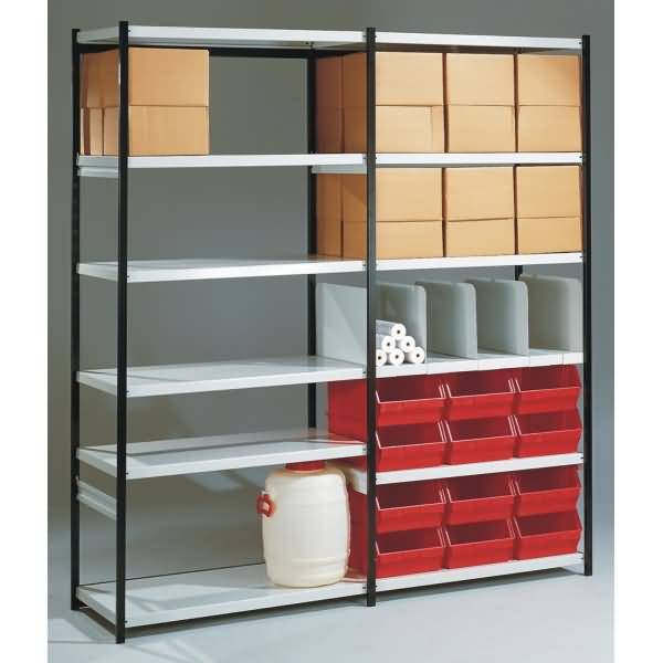 Magazin-Regal Stora 100 Endseite BxTxH 100x40x225cm schwarz/lichtgrau