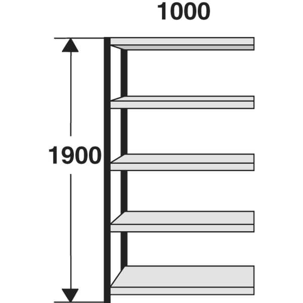 Regalfeld Stora 100 HxBxT 190x100x30cm 5 Böden ohne Rückwand silber/lichtgrau