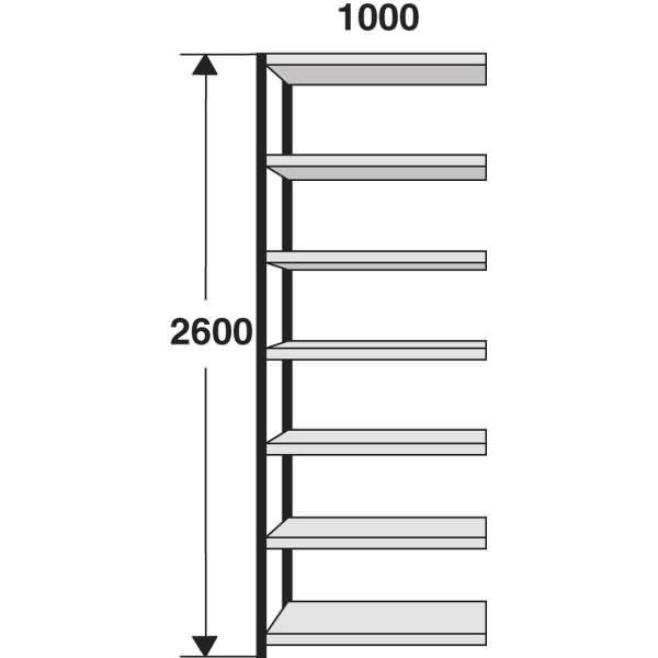 Regalfeld Stora 100 HxBxT 260x100x30cm 7 Böden ohne Rückwand silber/lichtgrau